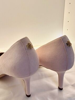 Ralph Lauren Blush Pink Suede Mid Heel Pumps